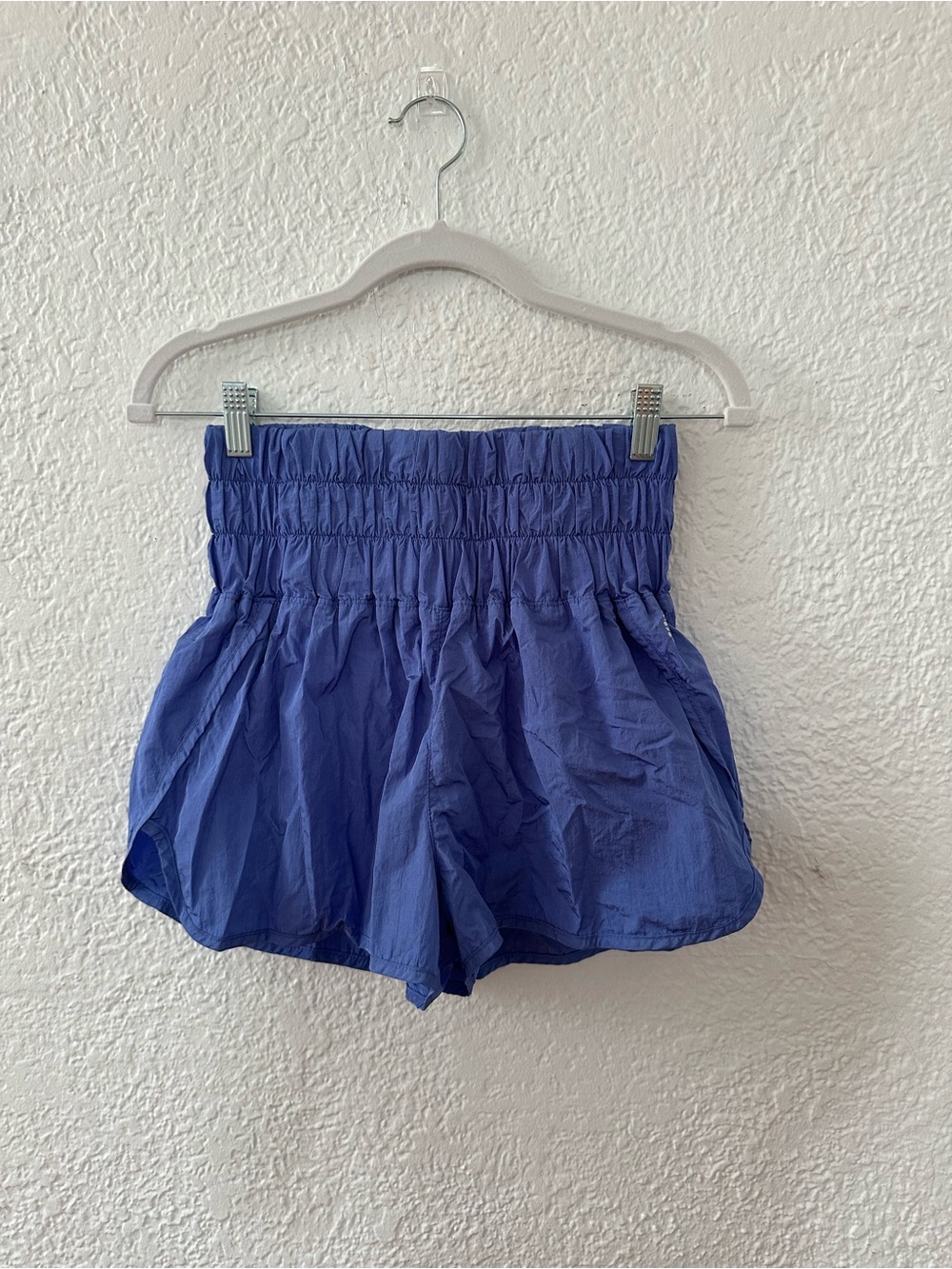 FP Movement by Free People Smocked High-Waist Shorts in Periwinkle